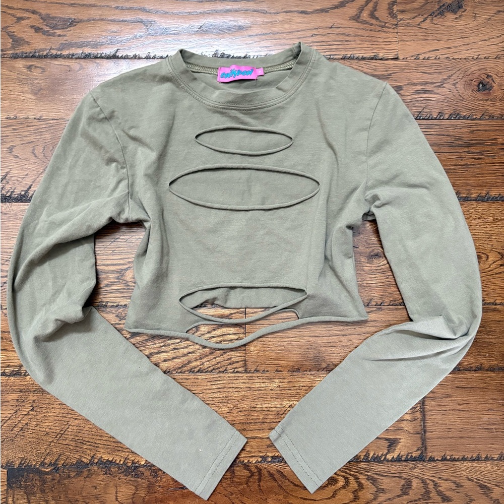 Edikted Olive Green Cut-Out Crop Top
